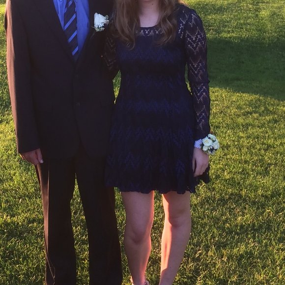 Speechless Blue & Black Lace Minidress - Picture 5 of 6